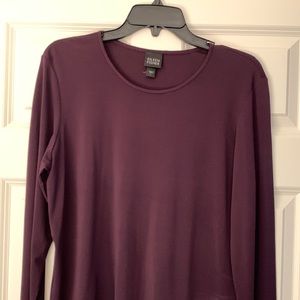 Eileen Fisher 100% Silk Classic Crewneck Long Sleeve top